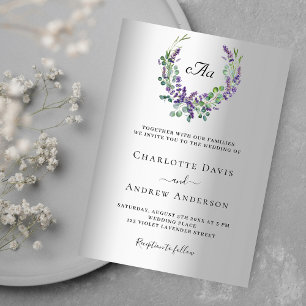 Silverlaven monogram bröllop luxuöst inbjudningar