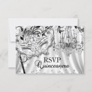 Silverljusstake Maskerad Quinceanera RSVP OSA Kort