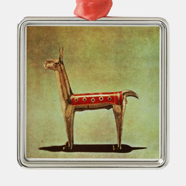 SilverLlamaFigurine, från Peru, efter 1438 Julgransprydnad Metall (Framsidan)