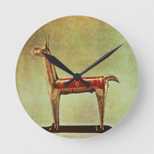 SilverLlamaFigurine, från Peru, efter 1438 Rund Klocka (Framsida)