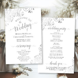 Silverlockar Grå & Vit Budget Bröllopsprogram