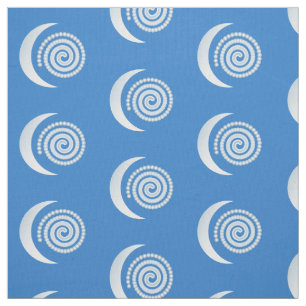 Silvermånespiral på djupblå tyg