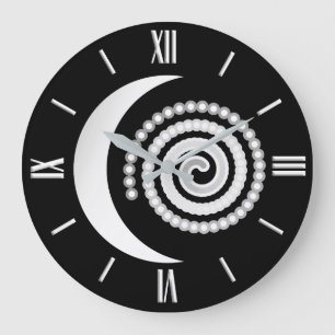 Silvermånespiral Stor Klocka