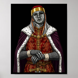 Silvermaskkung Baldwin Iv GuldmaskMedeltida A Poster