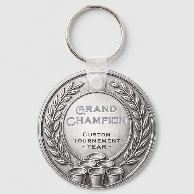 Silvermedalj Beer Pong-turnering Championship Nyckelring (Framsida)