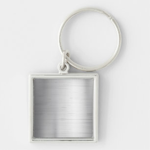 Silvermetallstruktur Fyrkantig Silverfärgad Nyckelring