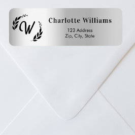 Silvermonogram initial returadress etikett