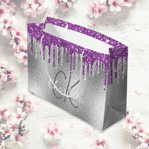 Silvermonogramnamn modern elegant lila