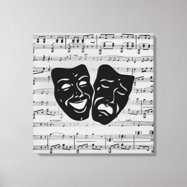 Silvermusik och teatermasker canvastryck (Framsida)