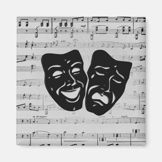 Silvermusik och teatermasker magnet (Framsidan)