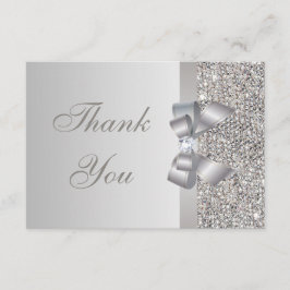 Silverpärlor, band & diamant Bröllop tack Kort