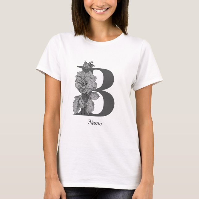 Silverpion Elegant Monogram Initial B Namn T Shirt (Framsida)