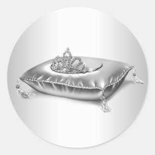 Silverprinsessans Tiara-dekaler Runt Klistermärke