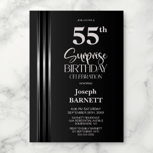 Silverrandig Svart Grå 55-årsfest Geburtstag Inbjudningar