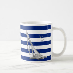 Silversegling på nautiska randar kaffemugg