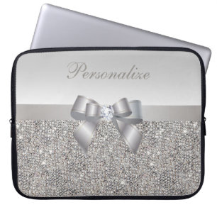 SilverSequins, pilbåge & diamantpersonlig Laptop Fodral