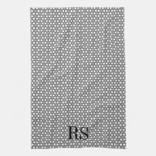 Silversexhörningsmönster: Monogramkökdekor Kökshandduk