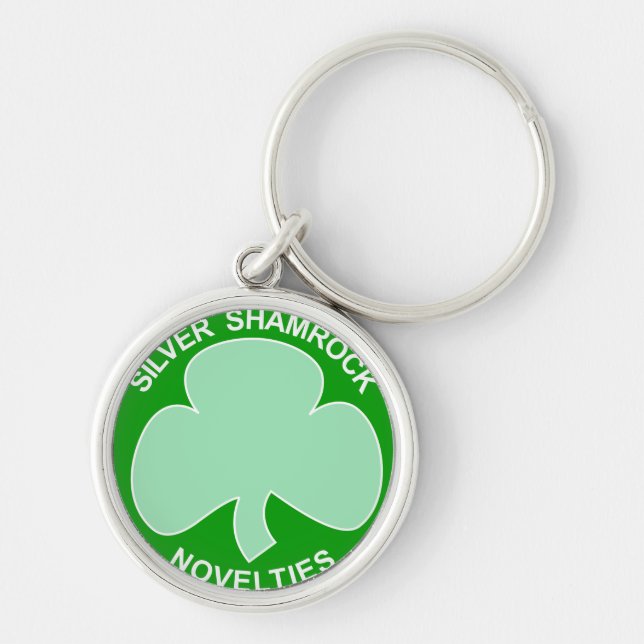 SilverShamrocknoveltyer Halloween Keychain Rund Silverfärgad Nyckelring (Framsidan)