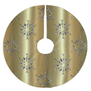 SilverSnowflakestjärnor på guld Julgransmatta Borstad Polyester