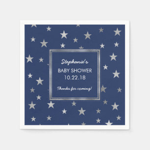 Silverstjärnor blinkar baby showerdekoren - någo pappersservett
