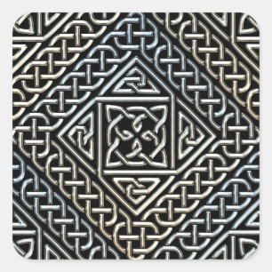 Silversvarten kvadrerar det ShapeCelticKnotwork Fyrkantigt Klistermärke
