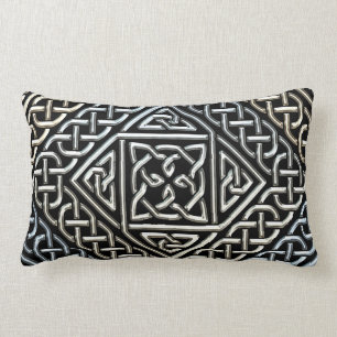 Silversvarten kvadrerar det ShapeCelticKnotwork Lumbarkudde