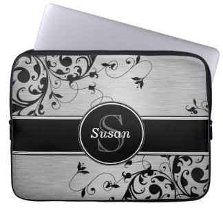 SILVERSVARTEN VIRVLAR RUNT DIN MONOGRAM LAPTOP FODRAL
