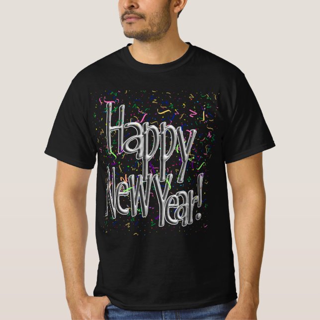 Silvertext med konfetti - Gott nytt år T Shirt (Framsida)