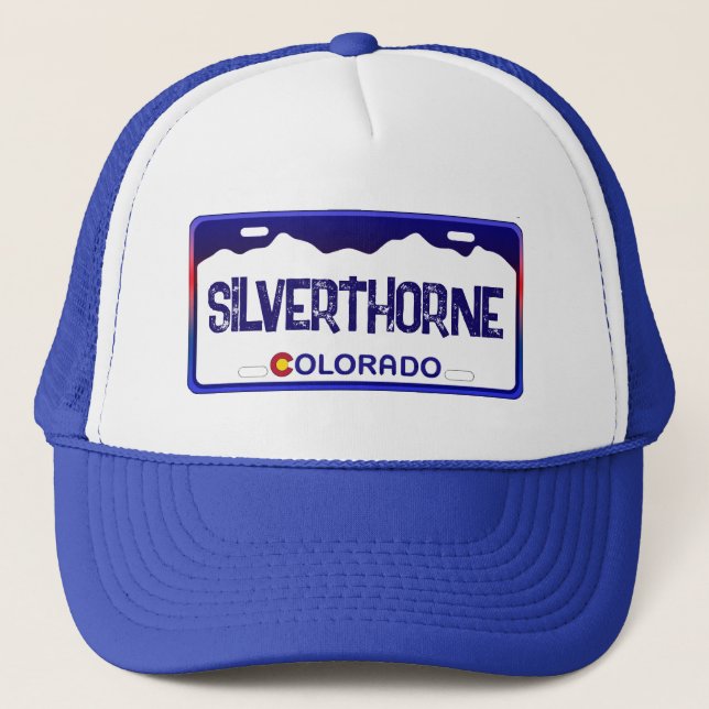 Silverthorne Colorado Blue-registreringsskylt Keps (Framsida)