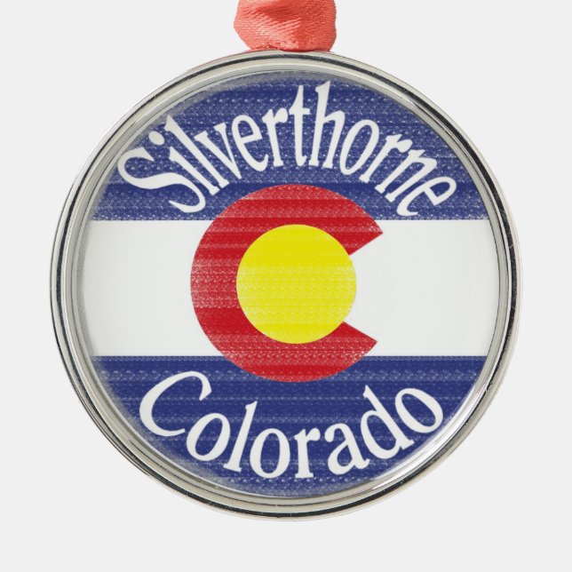 Silverthorne Colorado cirklar flagga Julgransprydnad Metall (Framsidan)