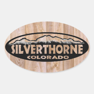 Silverthorne Colorado trä undertecknar ovala Ovalt Klistermärke