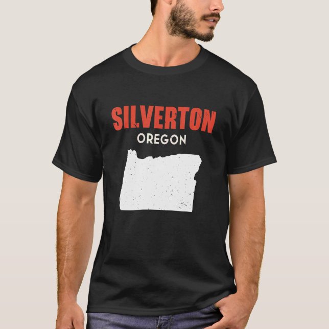 Silverton Oregon USA State America Travel Oregonia T Shirt (Framsida)