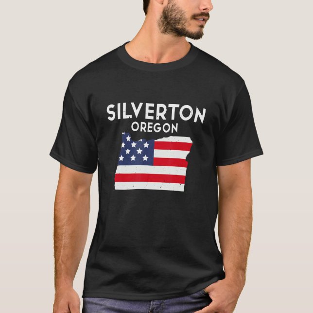 Silverton Oregon USA State America Travel Oregonia T Shirt (Framsida)