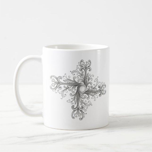 Silvertrådspärla fyrklöver kaffemugg (Vänster)