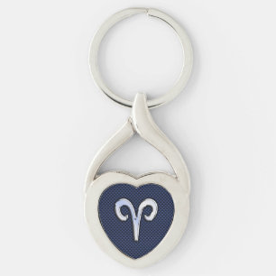 SilvervädurZodiac undertecknar trycket för Twisted Heart Silverfärgad Nyckelring