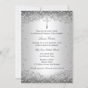Silvervirvel & Kors Dop/Dopceremoni Inbjudningar