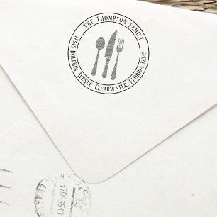 Silverware-Anpassningsbar med enkel Returadress Självfärgande Stämpel