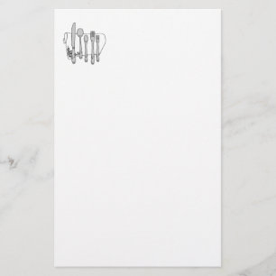 Silverware Black White Art Stationery Brevpapper