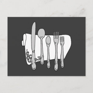 Silverware Black White Art-vykort Vykort