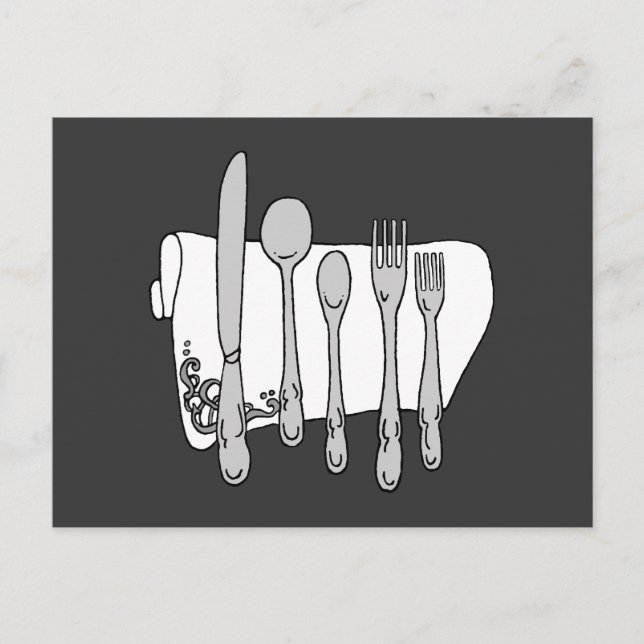 Silverware Black White Art-vykort Vykort (Framsida)