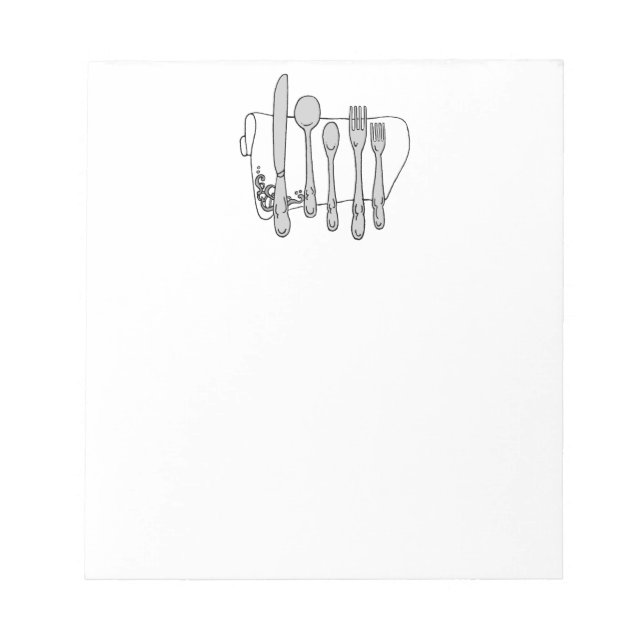 Silverware Black White-design Anteckningsblock (Framsida)