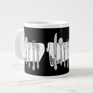 Silverware Black White-design Jumbo Mugg