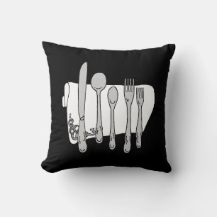 Silverware Black White-design Kudde