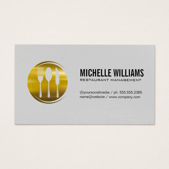 Silverware för Guld Metallic Visitkort (Framsidan)