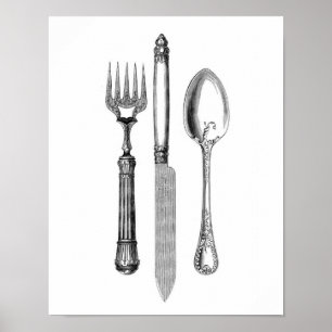 Silverware för vintage Elegant Poster