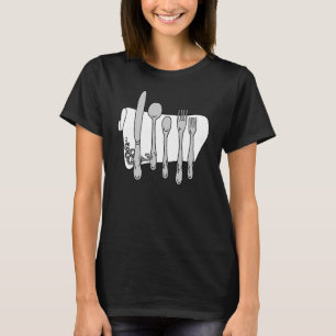 Silverware i svart och vit kodningsdesign t shirt
