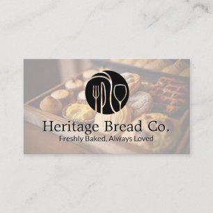 Silverware-Logotyp Bröd Pastries - bakgrund Visitkort