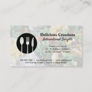 Silverware-Logotyp Pasta Salad Background Visitkort