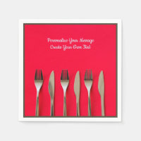 Silverware Utensils Knivar Fork på Red Personalize