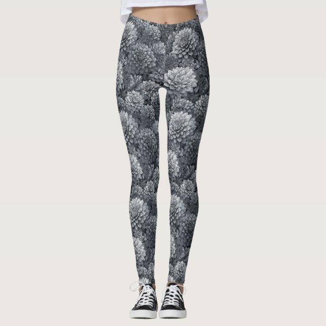 Silvery Active Wear  Dahlias Sparkle Damkläder Leggings (Framsida)